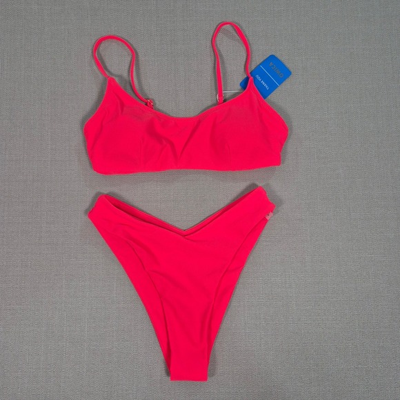 OWICA Other - OWICA Womens 2 Piece Bikini Set Hot Pink Low Rise High Cut Bathing Suit Size S